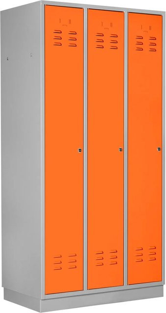 PROREGAL Garderobenschrank Ermine mit 3 Türen, Farbe Lichtgrau/Orange, H x B x T: 177,5 x 89 x 50 cm - Bild 1