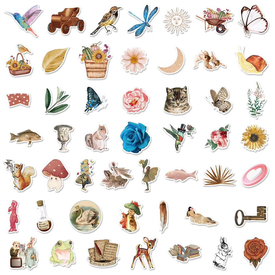 50 Stück Retro Nostalgische Vogel und Biest Aufkleber von BulingBulingStickers Shop in Multicolour - Bild 3