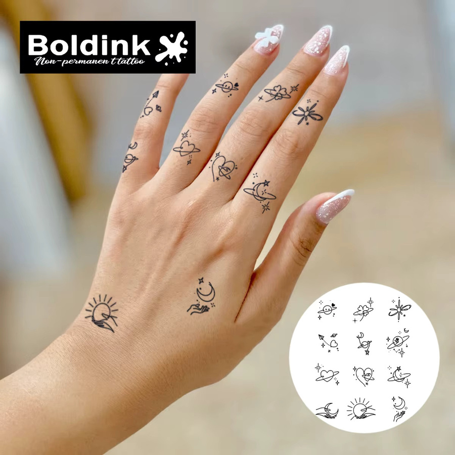 BOLDINK Sternenhimmel-Liebes-Tattoo-Aufkleber, Party-Make-up - Bild 2