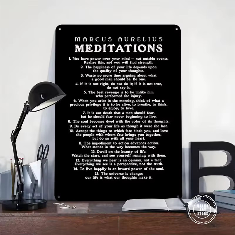 Potdemiel Metallposter Marcus Aurelius Meditations Zitate Wandkunst aus Metall - Bild 2