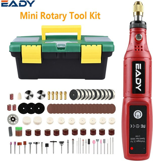 EADY USB-Mini-Rotationswerkzeug in Rot – Kabelloser Gravurstift für Schmuck, Holz, Metall und Glas – Wiederaufladbar für DIY-Schnitzereien und Polieren - Bild 1