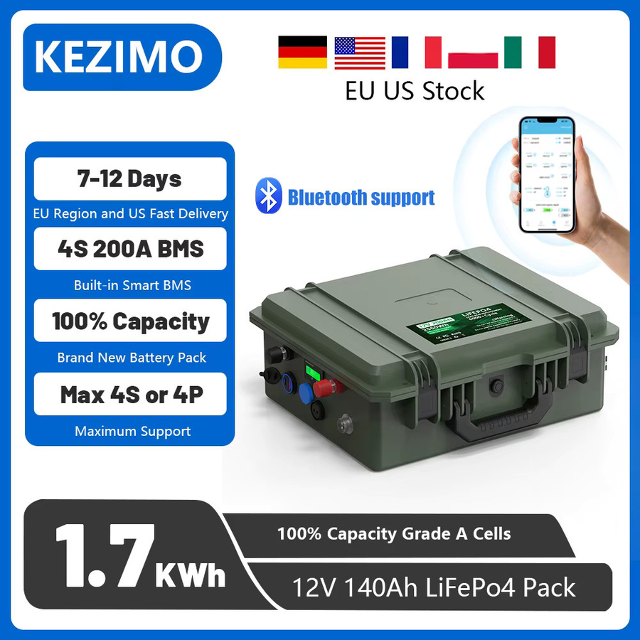 KEZIMO LiFePO4 Batterie 12V 140Ah mit Bluetooth BMS und Grand A Zellen, 1792Wh Lithium-Batterie IP56 für Boot und Wohnmobil - Bild 6