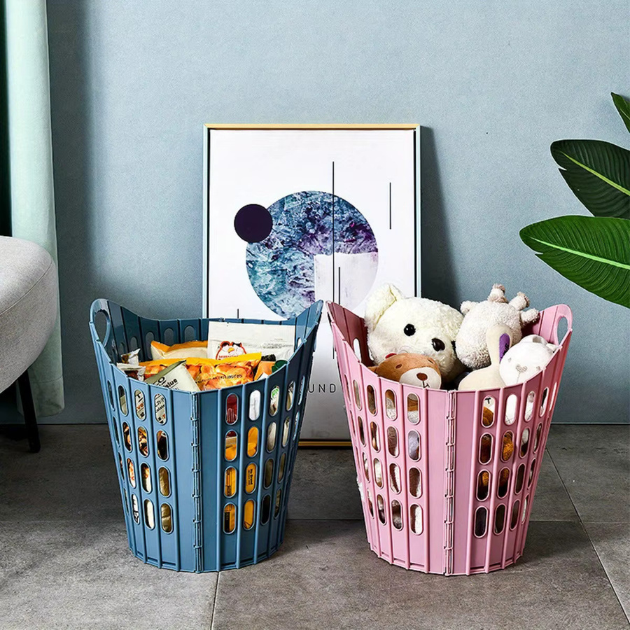 Faltbarer Wäschekorb in Weiß als tragbare Aufbewahrungsbox für schmutzige Kleidung mit mehreren Fächern, B/T/H: 40,0 x 32,0 cm - Bild 4