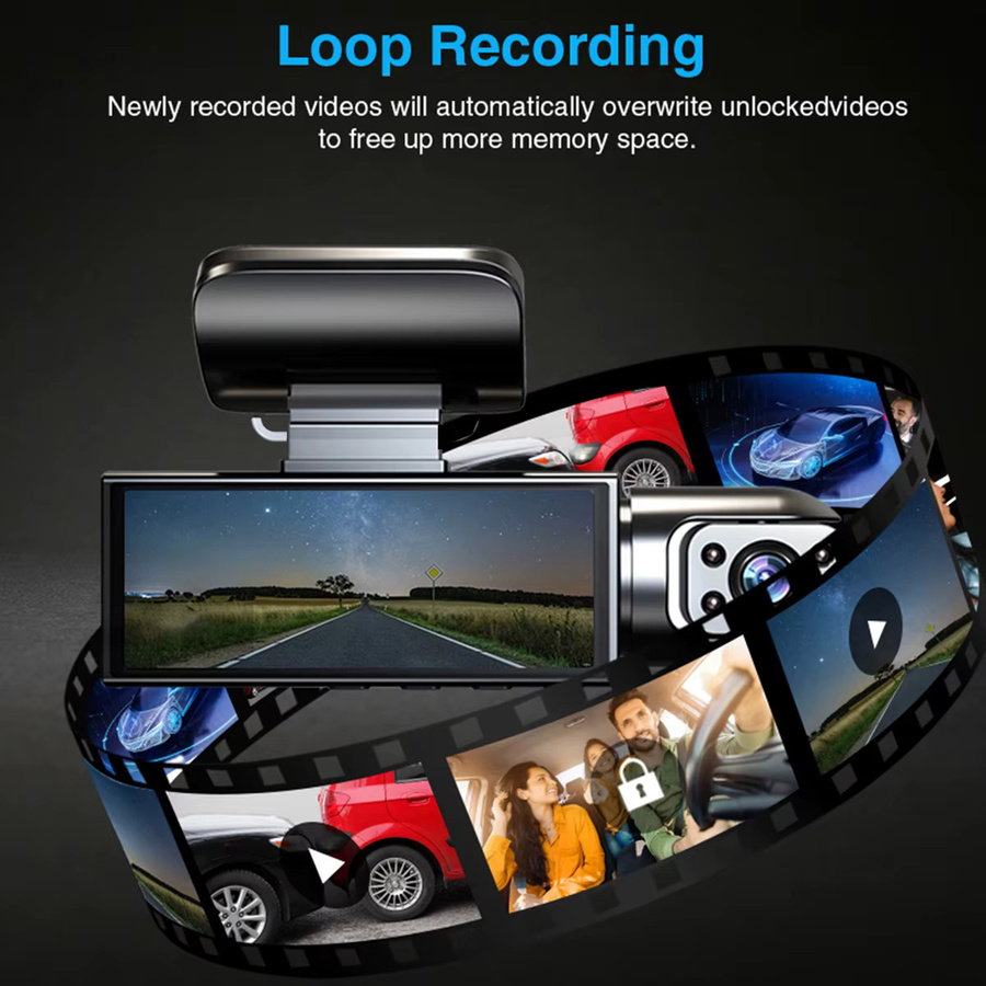 Etymoofox Dual Lens Dashcam Full HD 1080P mit Nachtsicht und Loop-Aufnahme, Schwarz - Bild 3