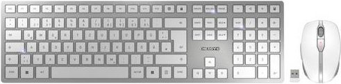 Cherry DW 9100 SLIM Tastatur- und Maus-Set kabellos mit Bluetooth und USB-C, QWERTZ Deutsch, Silber-Weiß - Bild 1