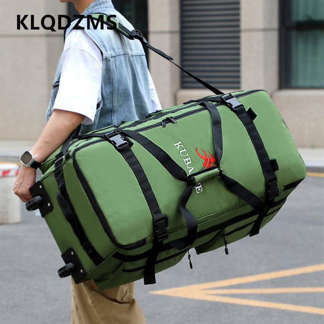 KLQDZMS Outdoor Gepäcktasche aus Oxford-Gewebe als Kleiderorganizer für Reisen in Schwarz und Grün - Bild 1