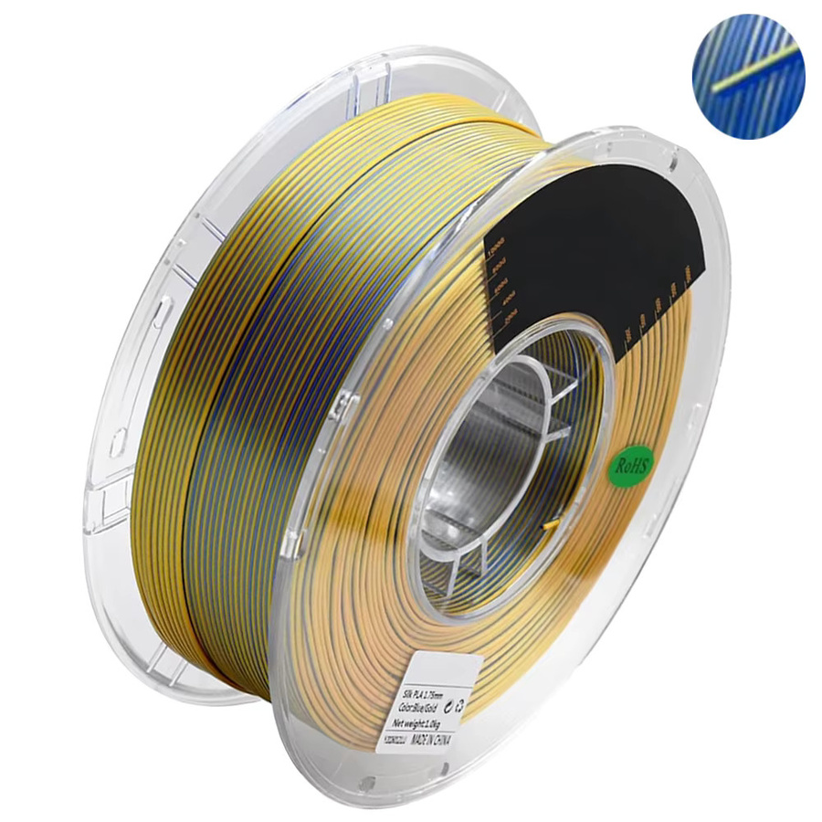 3D Maliang PLA Seidenfilament für FDM 3D-Drucker, 1,75mm, Gold und Blau - Bild 3