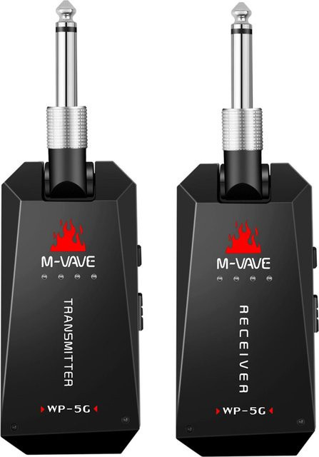 M-VAVE WP-5G Drahtloses 5,8-G-Gitarrensystem, wiederaufladbarer Audiosender und -empfänger im ISM-Band, Schwarz, B/T/H: 15,3 x 12 x 4,5 cm - Bild 1