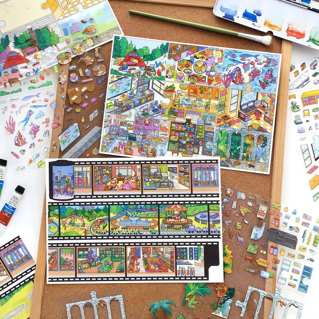 Infeel.Me 2.5D Landschaftsaufkleber Multicolor aus Papier für DIY Scrapbook und Bastelarbeiten - Bild 1