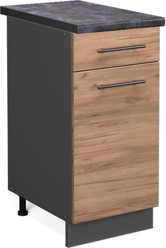 Vicco Küchenunterschrank Fame-line in Goldkraft Eiche und Anthrazit, Breite: 40 cm - Bild 1