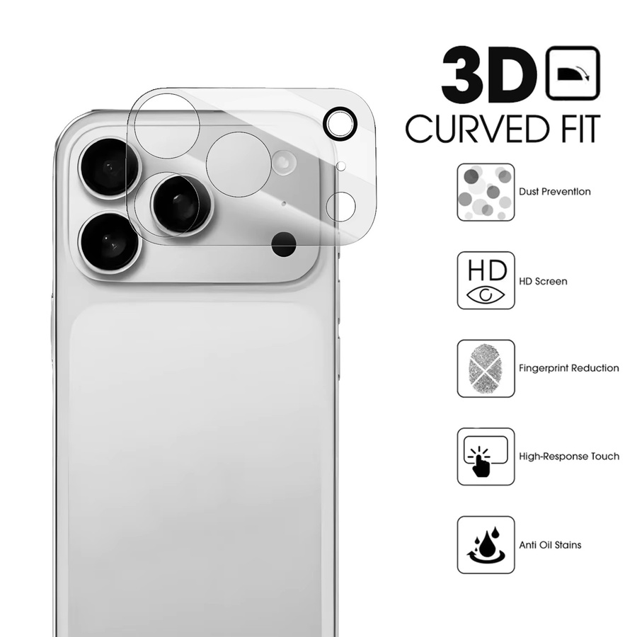 Apple Kamera-Schutzfolien aus gehärtetem Glas für iPhone 17 Pro Max, 17Pro Air, iPhone 16 und 15Pro Max, transparent - Bild 2
