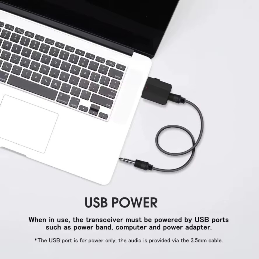 GRWIBEOU 2-in-1 USB Bluetooth 5.0 Adapter als Sender und Empfänger mit 3,5 mm AUX-Buchse in Schwarz - Bild 3