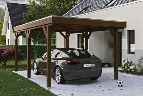 SKANHOLZ Carport Grunewald in Braun mit Firsthöhe: 243 cm, Breite: 321 cm, Tiefe: 554 cm - Bild 1