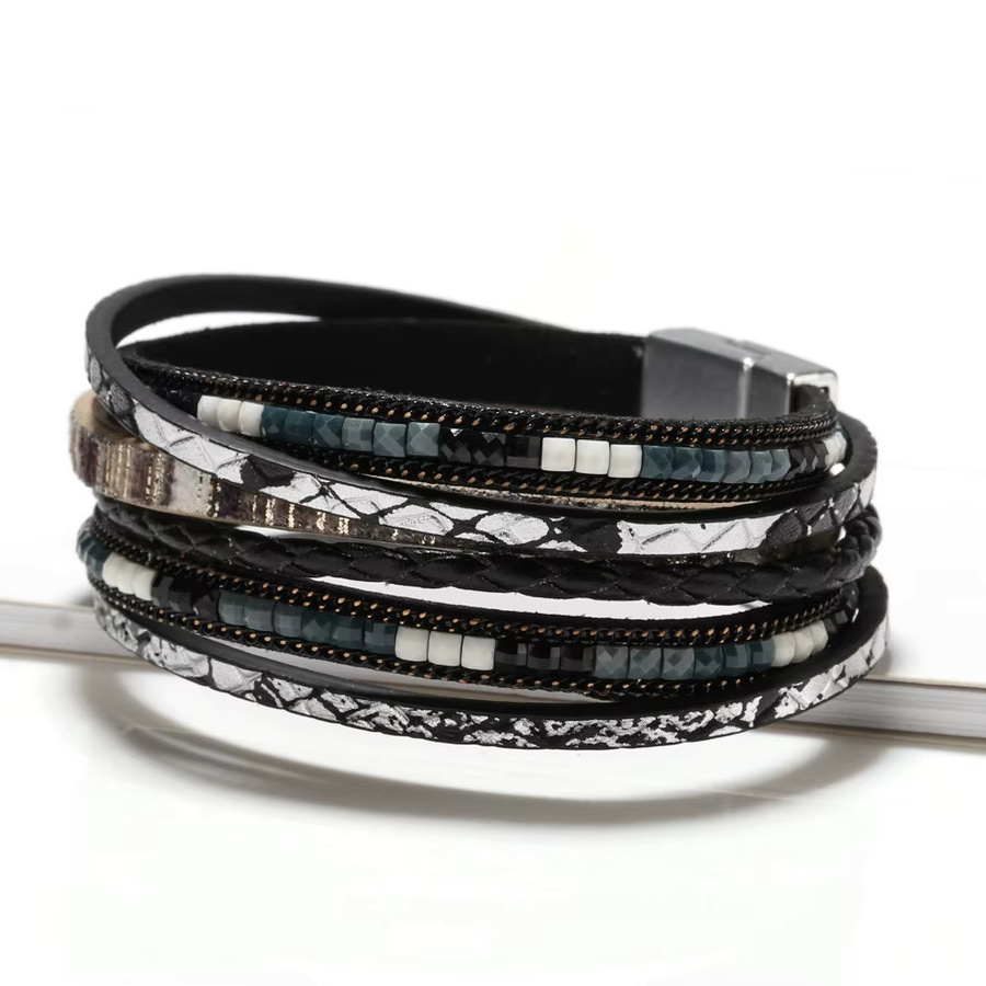 RUIYI Leder-Wickelarmband, Kristall, Boho, Damen - Bild 4