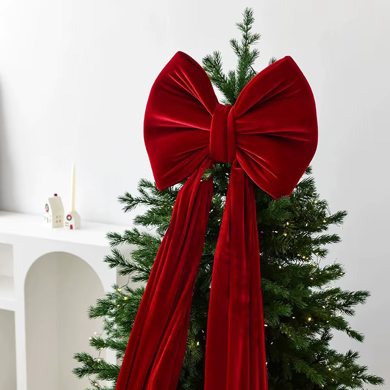 Große rote Textilschleife als dekorativer Anhänger für Weihnachten, Hochzeiten und Partys - Bild 3