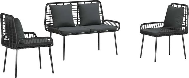 vidaXL Garten Essgruppe 3-teilig aus Polyrattan und Stahl in Schwarz und Anthrazit - Bild 1