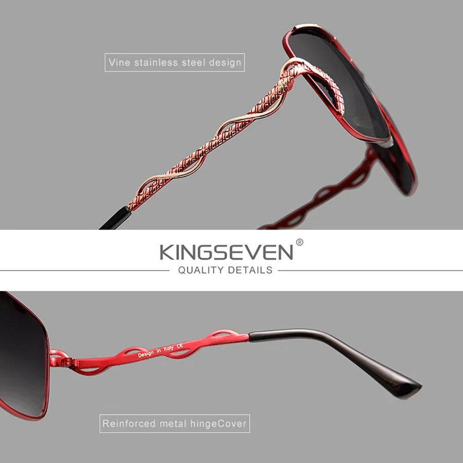 KINGSEVEN Sonnenbrille Schmetterling, Vollrand, Metall, Damen, polarisiert - Bild 3