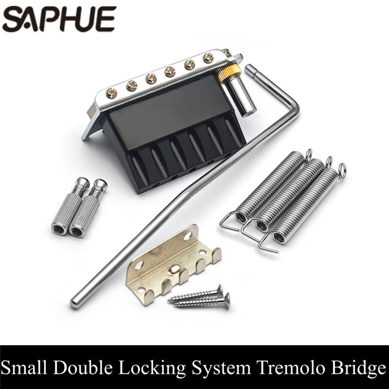 GETMUSIC Tremolo-Brücke mit Doppelverriegelungssystem für E-Gitarren, Saitenabstand 10,5 mm, Schwarz/Silber - Bild 2