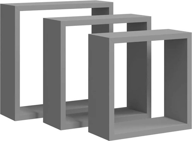 vidaXL Würfelregale Set aus 3 Stück in Grau aus MDF mit mattem Finish - Bild 1