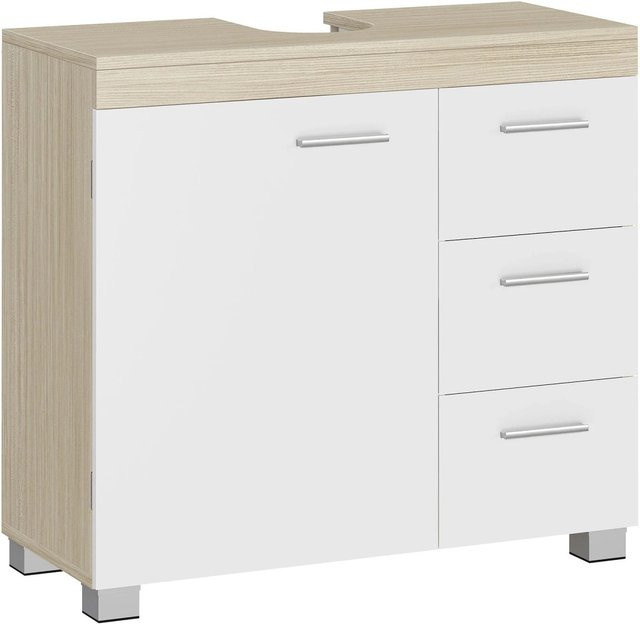 VASAGLE Waschbeckenunterschrank mit 3 Schubladen für das Badezimmer, Weiß-Beige, B/T/H: 70 x 30 x 64 cm - Bild 2