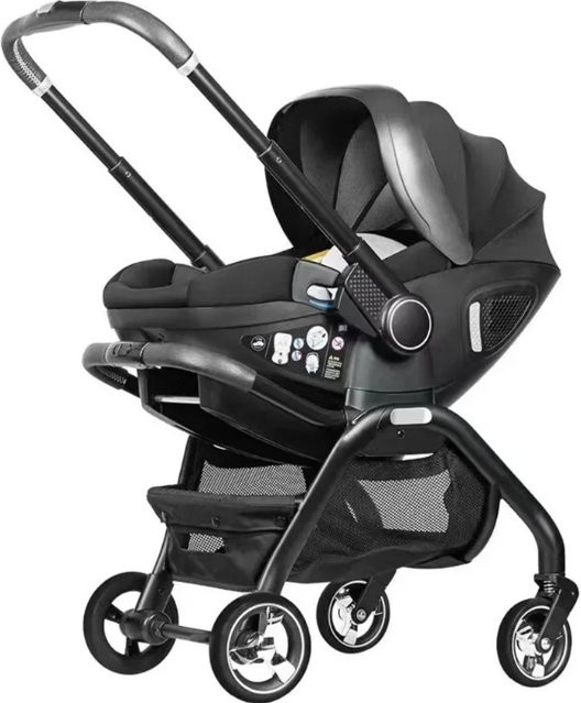LUVCHAIN 3-in-1 Kombi-Kinderwagen mit Babyautositz für Neugeborene in Grau und Schwarz - Bild 1
