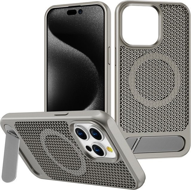 Vyimc Magnetische iPhone Hülle mit Kühlständer und Wärmeableitung, Stoßfest, Schwarz - Bild 1