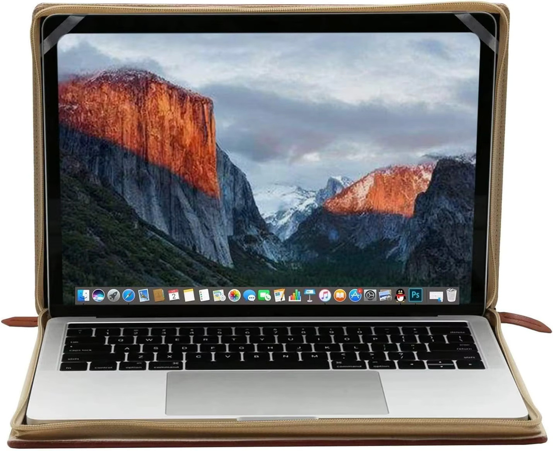 MOSISO Laptop-Hülle aus PU-Leder im Vintage-Portfolio-Stil für MacBook Air 13 Zoll, MacBook Pro 14 Zoll und MacBook Pro 16 Zoll, Farbe: Braun - Bild 3