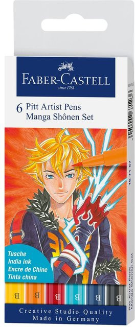 Faber-Castell Pitt Artist Pen Manga Shônen Tuschestift-Set mit 6 Stiften in Multicolor - Bild 1