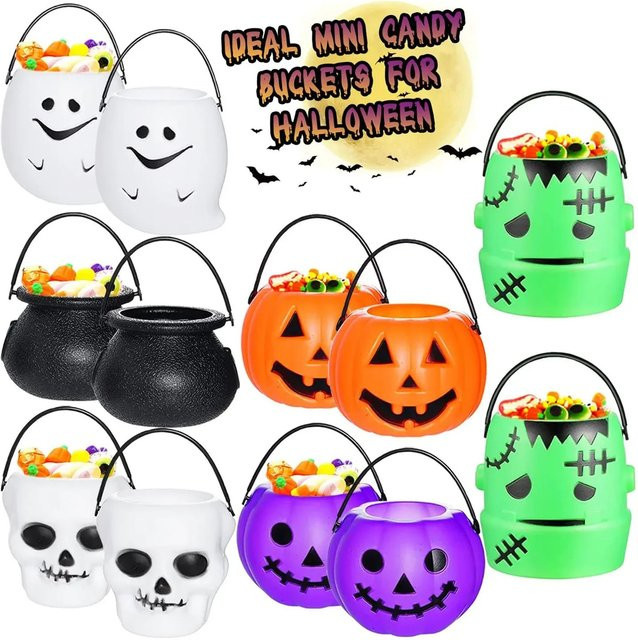 PGY Halloween-Süßigkeitseimer aus Kunststoff in Multicolor als Partyzubehör für Kinder mit Kürbis-Geist-Kessel Design - Bild 1