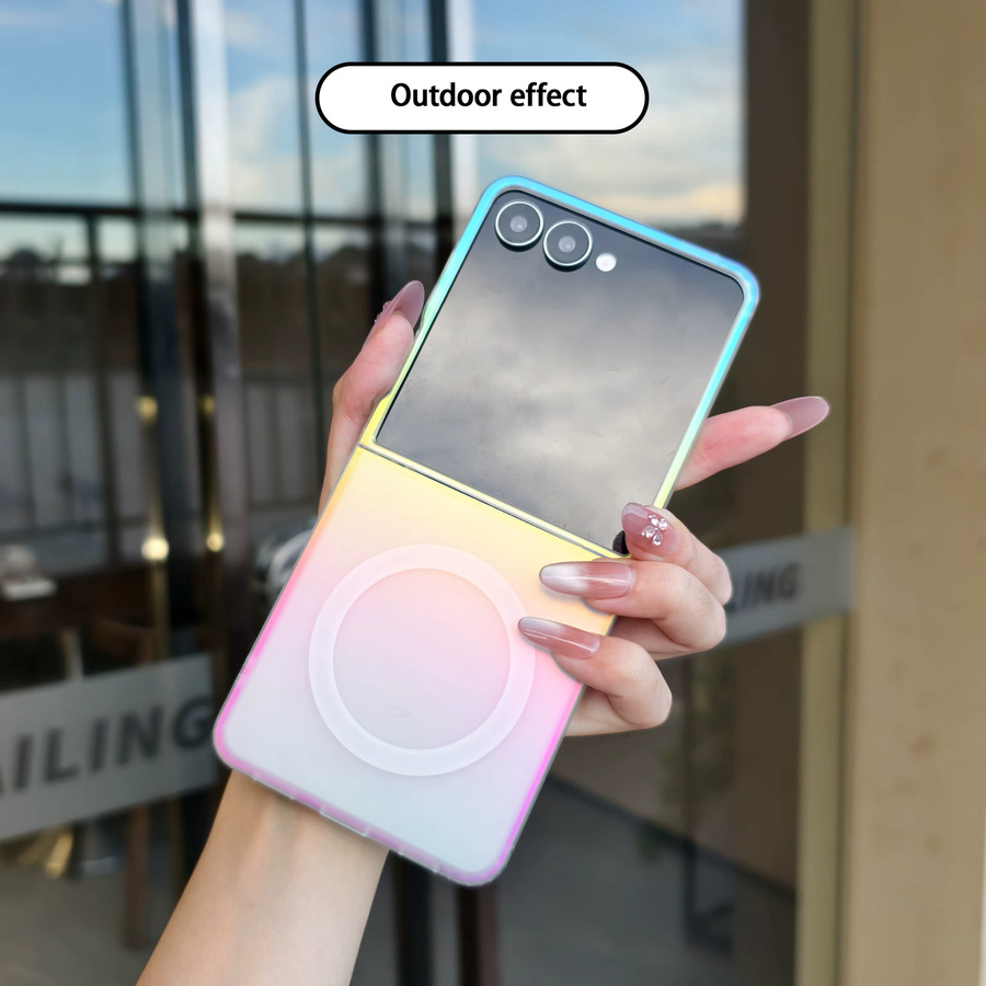 Magnetische Handyhülle für Samsung Galaxy Z Flip7 Flip6 Flip5 mit Regenbogen-Farbverlauf in Multicolour, mattiert und stoßfest - Bild 2