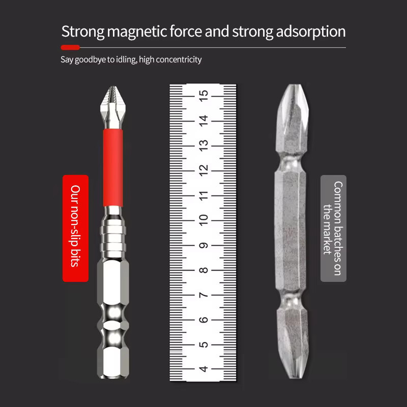 Deli 5-teiliges PH2 Schlagschrauber-Bit-Set, rutschfest und magnetisch, Farbe: Rot, Längen: 65 mm, 100 mm, 150 mm - Bild 3