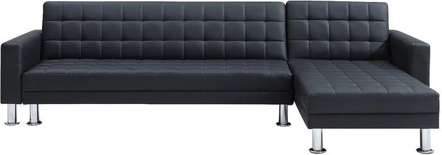 Vente-unique Schlafsofa Willis in L-Form, Schwarz, Kunstleder, Breite: 290 cm - Bild 1