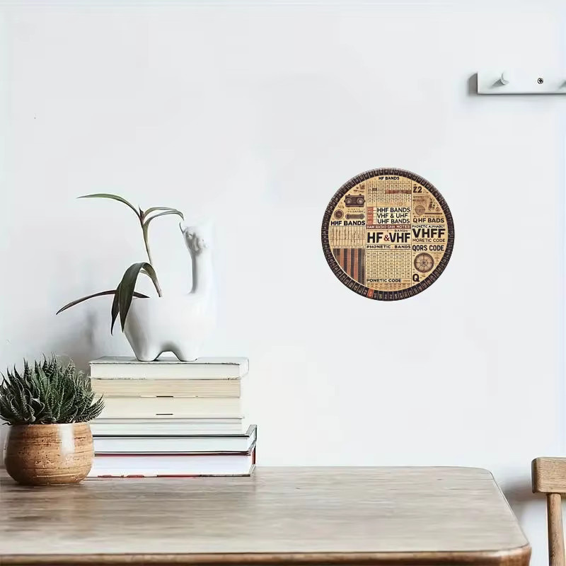 HELLOYOUNG Metallschild im Vintage-Stil mit Morsecode-Design, rund, Mehrfarbig, Durchmesser: 20 cm - Bild 4