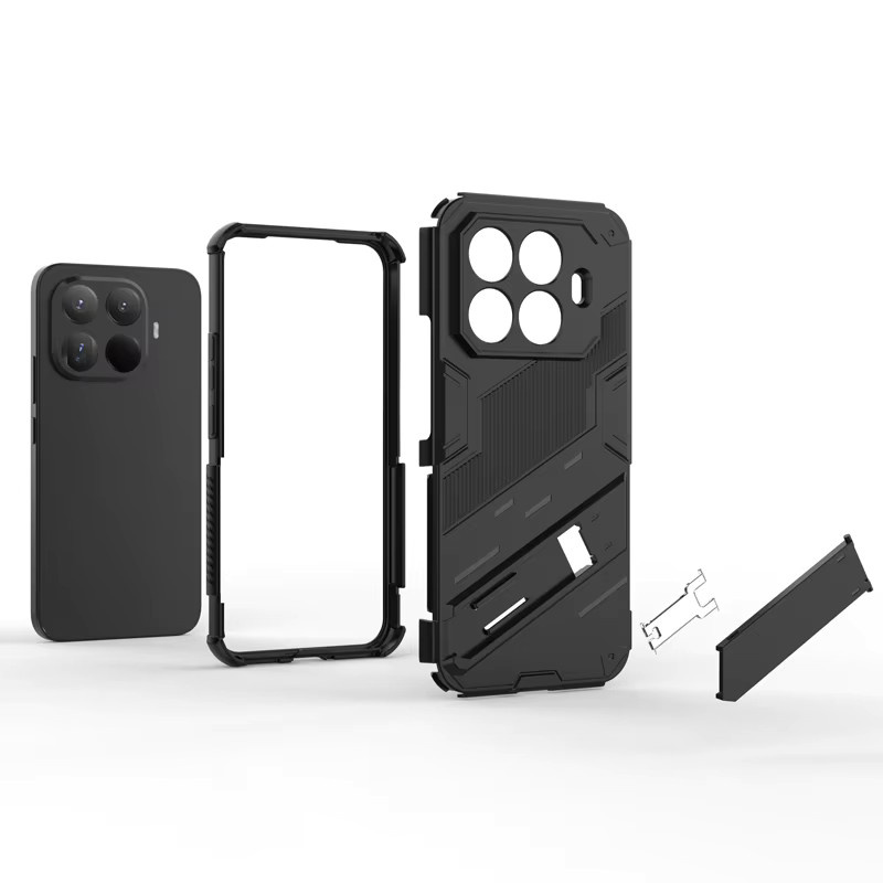 Xiaomi 15T Pro 15T Schutzhülle im Punk-Stil mit Ständer-Halterung und Rüstung-Schutz, Schwarz - Bild 2