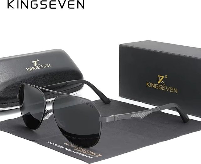 KINGSEVEN Sonnenbrille Aviator, Aluminium, Vollrand, polarisiert, Unisex - Bild 1