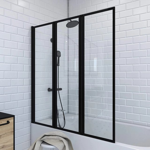 Aurlane Badewannenaufsatz Tripple Black 3-teilig, faltbar, Breite: 143 cm, Höhe: 125 cm - Bild 1