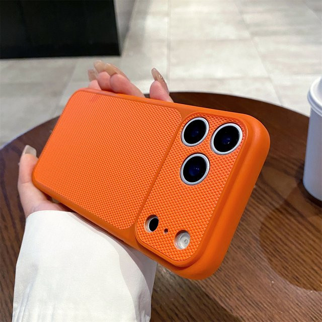 szHAIyu iPhone Schutzhülle aus TPU-Leder mit Lichee-Muster in Orange, matte und stoßfeste Softcase-Hülle für iPhone 17 16 15 14 Pro Max und Pro - Bild 1