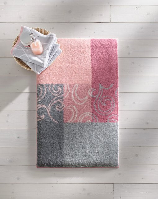 Badvgarnitur aus 100% Polyacryl in Grau, Pink und Multicolour, rutschhemmend und für Fußbodenheizung geeignet - Bild 1