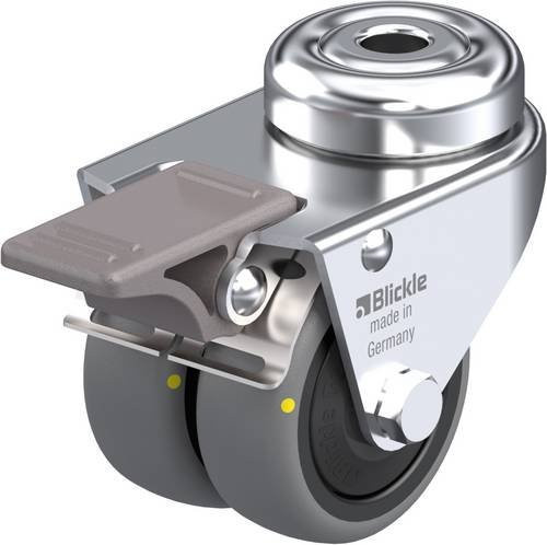 Blickle Doppel-Lenkrolle 633636LMDA-TPA 50KF-FI-ELS mit 50mm Rad-Durchmesser und 60kg Tragfähigkeit in Grau, Schwarz und Silber - Bild 1