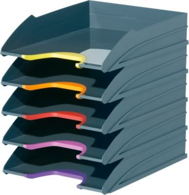 Durable Varicolor Briefablageschalen Set A4 aus Kunststoff, mehrfarbig und anthrazit, 5 Stück - Bild 2