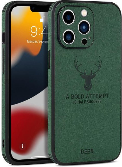 Yiran Business Leder Bumper Hülle für iPhone in Grün, stoßfeste Hirschleder Schutzhülle - Bild 1