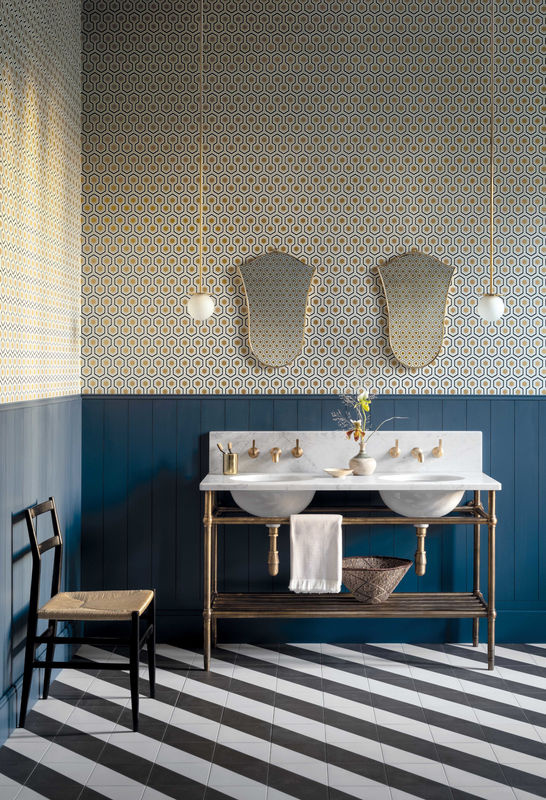 Cole & Son Tapete Hicks Hexagon in Schwarz, Gold und Beige mit geometrischem Abstract-Design aus Non-Woven - Bild 2