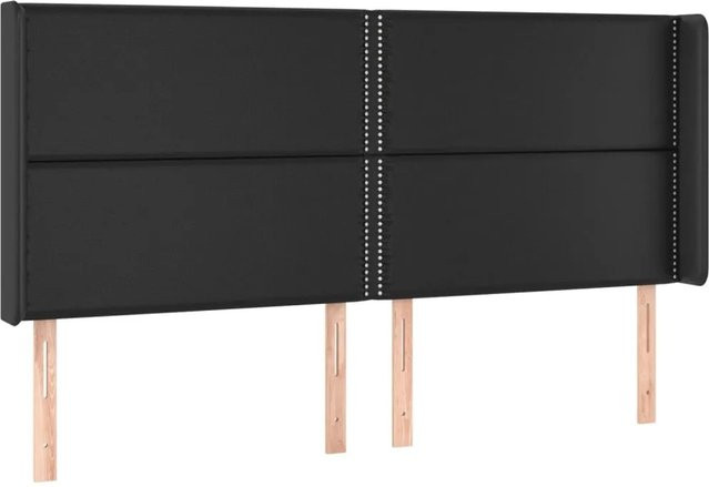 vidaXL LED Kopfteil in Schwarz aus Kunstleder mit integrierter Beleuchtung und USB-Anschluss, Breite: 203 cm, Tiefe: 16 cm, Höhe: 118 cm bis 128 cm - Bild 1