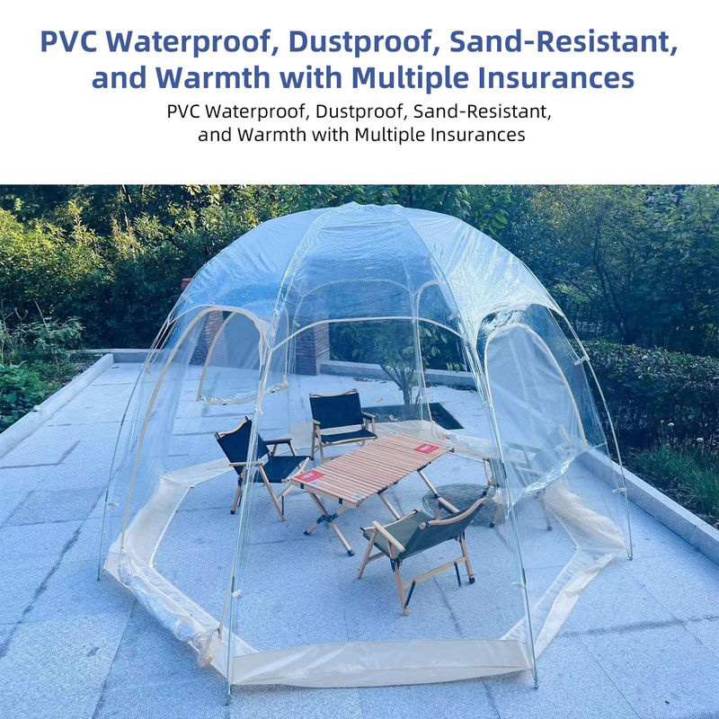 TOMTOP JMS Kuppel Zelt für 8-10 Personen, Beige und Transparent, Outdoor Pavillon mit Mückenschutz, B/T/H: 360 x 360 x 230 cm - Bild 5