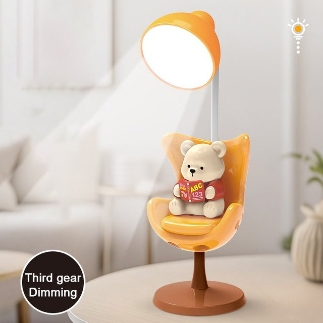 Lyfs LED Schreibtischlampe Bär in Weiß mit Telefonhalter, dimmbar und mit Farbanpassung für Kinder und Studenten - Bild 1