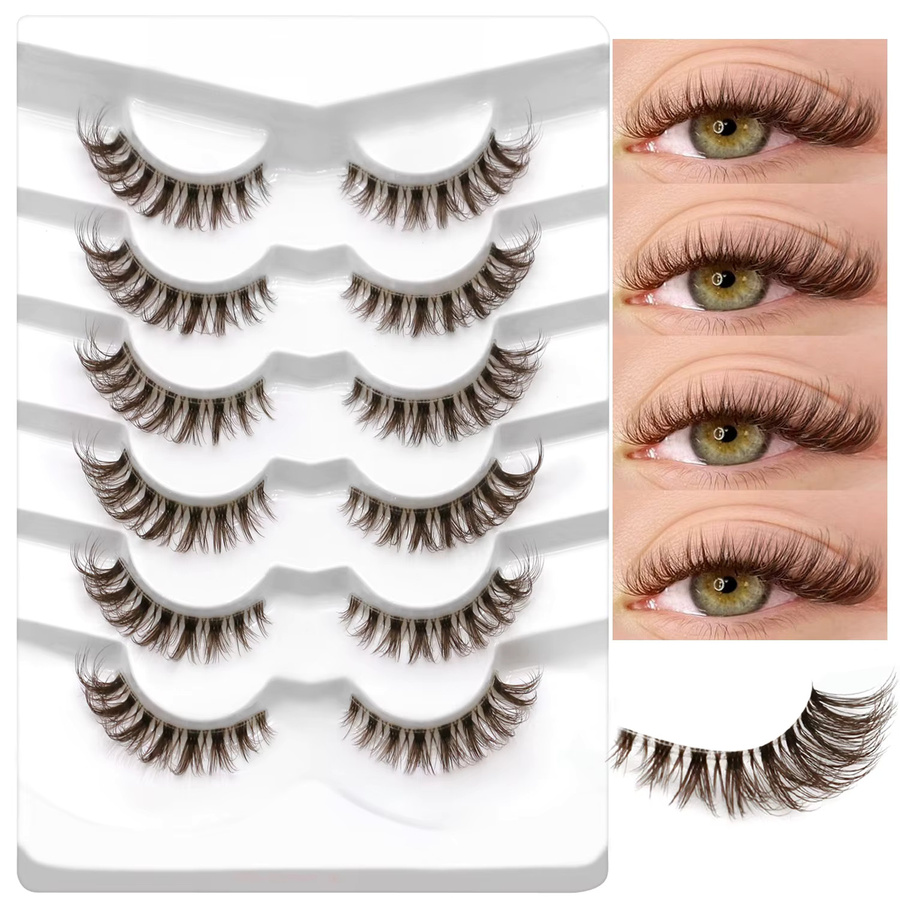 LASVIREY Künstliche Wimpern, Braun, D-Curl, Unisex - Bild 2