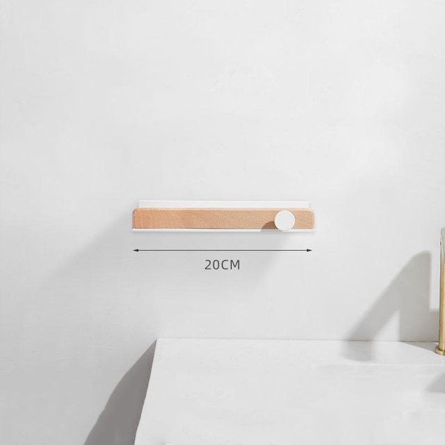 Wandmontiertes Badezimmerregal von XMSJ aus Aluminium und Massivholz in Weiß - Bild 1