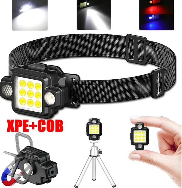 KDULIT Multifunktionaler tragbarer Mini-COB und XPG-Scheinwerfer in Schwarz mit Magnet und Typ-C-Schnellladefunktion - Bild 1