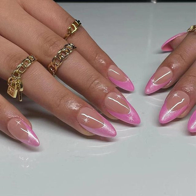QIC Nail Art Künstliche Nägel, Rosa Perle, Glänzend, 24 Stück - Bild 1