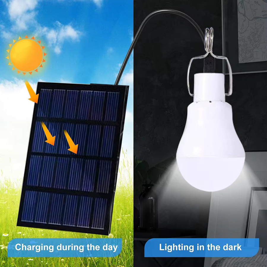 2er-Set UMEXUS Solar LED Campinglampen mit Haken, weiß, kaltweißes Licht für Garten und Outdoor - Bild 2